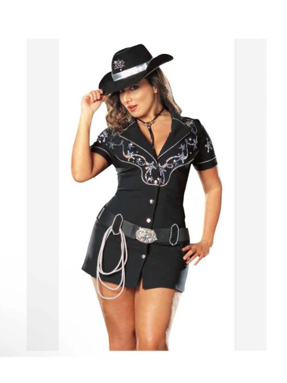 Rhinestone Cowgirl Costume Western Halloween Cosplay Adult Plus Size 3X-4X